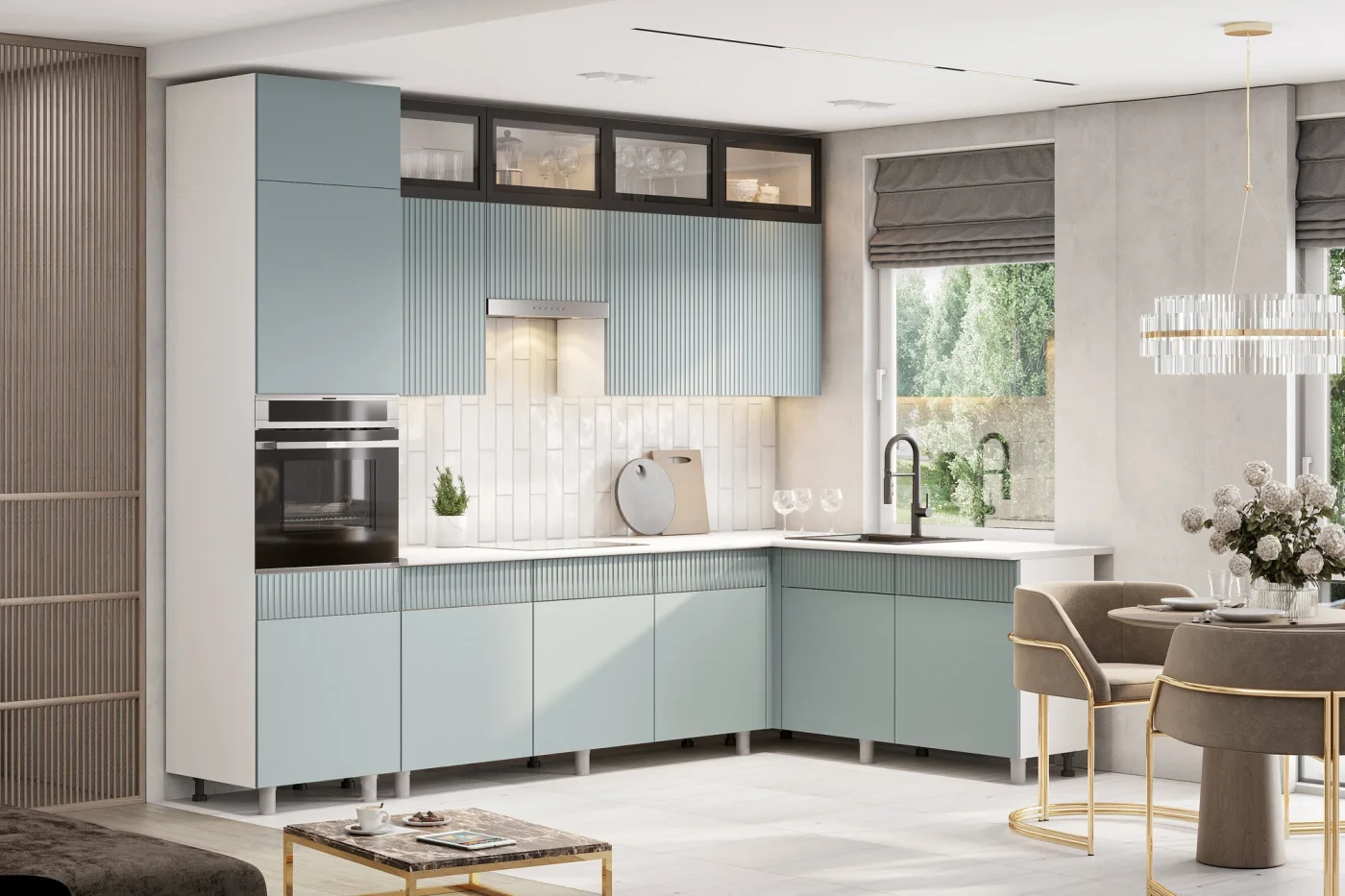 Кухонный гарнитур "София" (3х1,8м) (Белый/Ментол/Черный/Антарес)